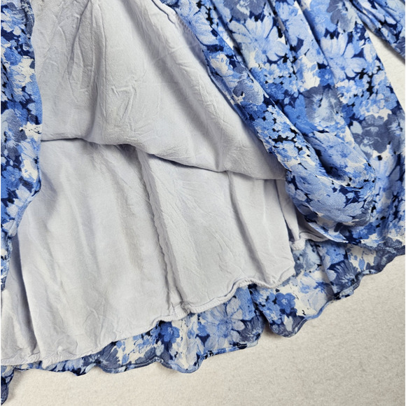 & OTHER STORIES Smocked A-Line Blouse Blue Floral Cottage Boho Chic Sheer Size 4 - Picture 10 of 14